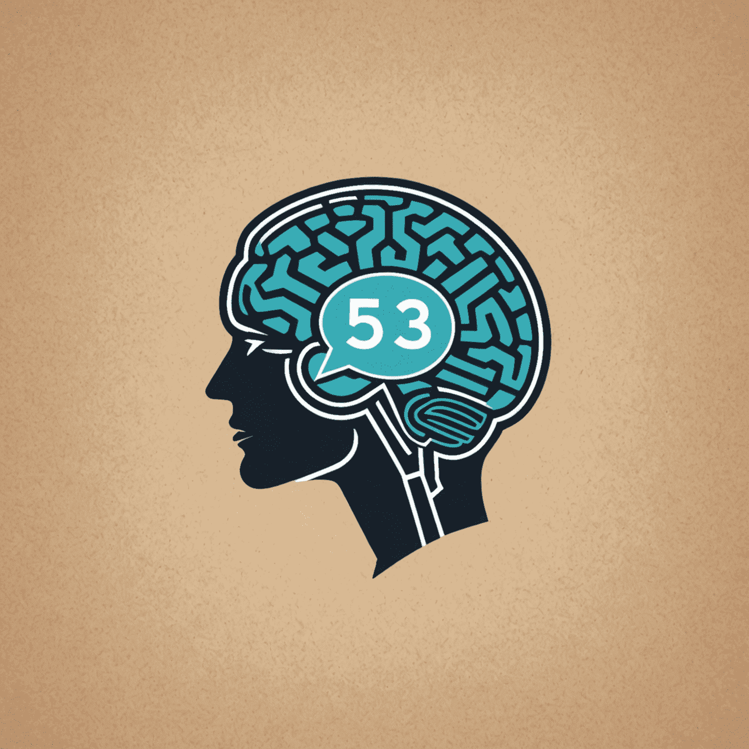 53 Logic logo - A stylized '53' with a brain icon