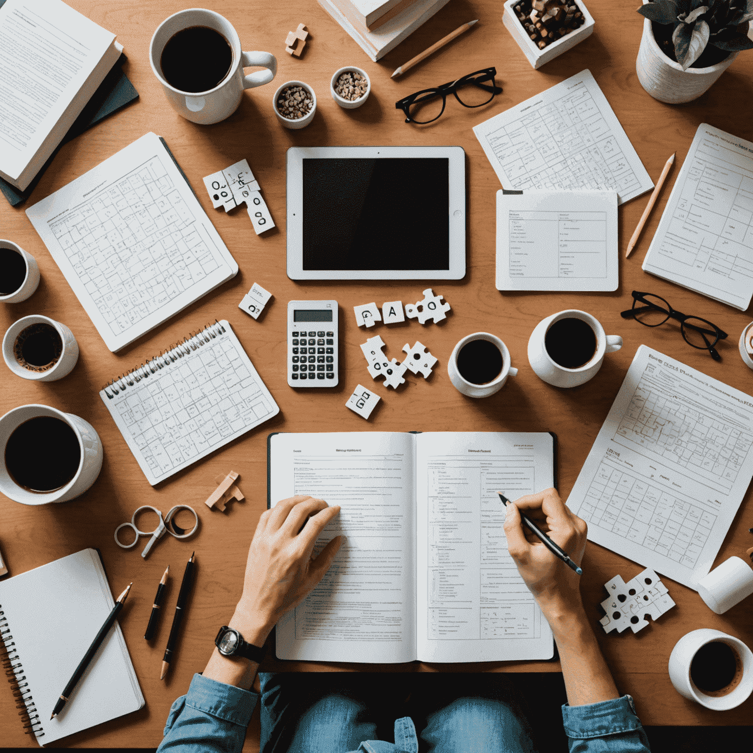 A collage showing various IQ test preparation materials including books, puzzles, and a person solving problems on a digital device. The image emphasizes the comprehensive nature of our preparation guides.